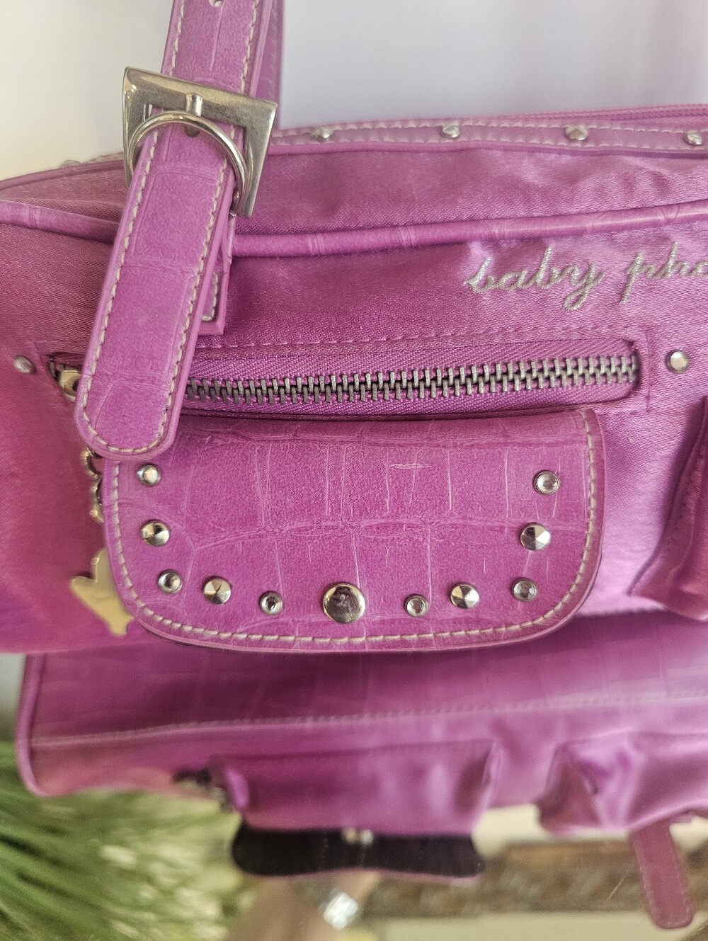 Magnetta Baby Phat Pink Satin Top-Handle Bag - Picture 11 of 16